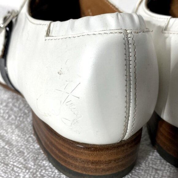 John Fluevog Two Tone Blk & Wht Patent Leather The Gateways Johnston Monkstrap 8 - Picture 10 of 15